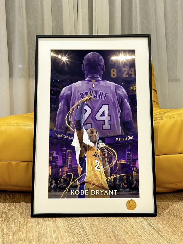 【海外代購】星空 《Mamba Out》kobe科比布萊恩黑曼巴NBA洛杉磯湖人隊動畫二次元裝飾畫 