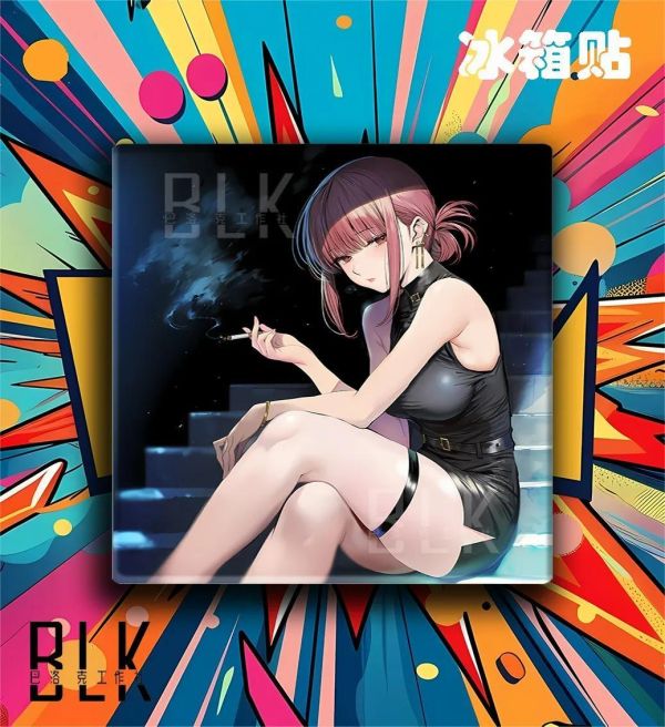 【海外代購】巴洛克 《夜光山田》在超市後門吸菸的二人裝飾畫冰箱貼 