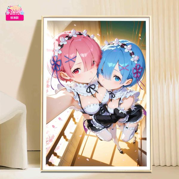 【海外代購】阿喵畫社 迎辰 蕾姆拉姆 8k超大高清裝飾畫 午睡毛毯 書桌掛毯 床頭地墊 入戶地墊 