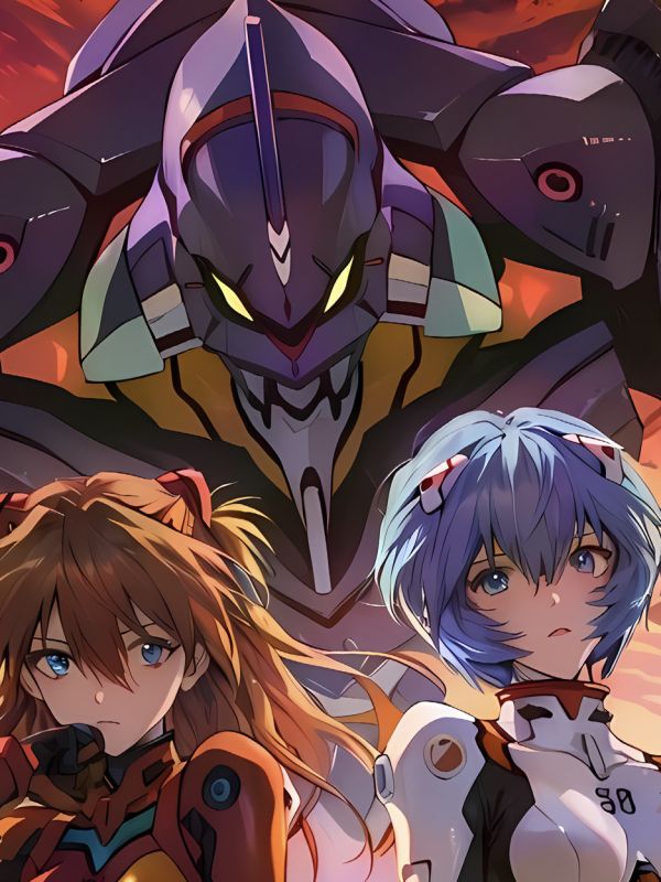 【海外代購】星空 《綾波麗與明日香》新世紀福音戰士初號機碇真嗣eva初號機動漫裝飾畫 