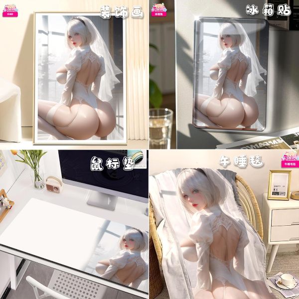 【海外代購】阿喵畫社 迎辰 婚紗2b 12k主題超清裝飾畫 滑鼠墊 午睡毛毯  冰箱貼 