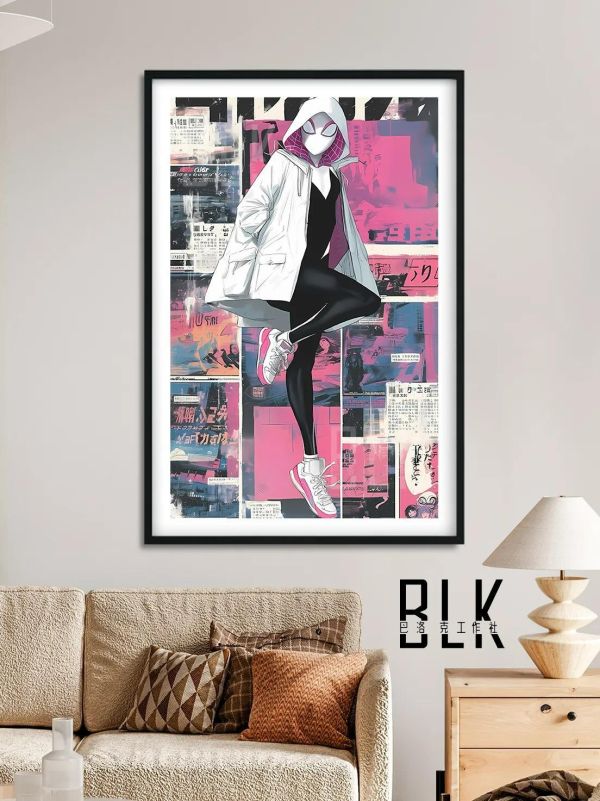 【海外代購】巴洛克《報紙格溫》漫威復仇者聯盟動漫裝飾畫冰箱貼 