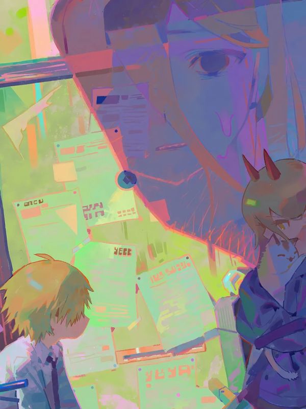 【海外代購】星空 《小電次小帕瓦》電鋸人power瑪奇瑪早川秋裝飾畫 