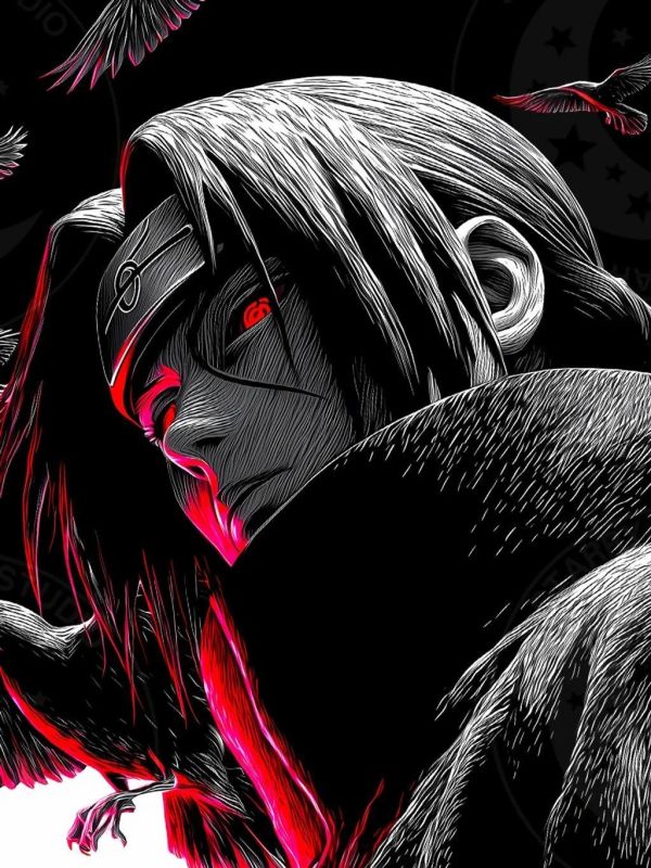 【海外代購】星空《暗黑鼬》火影忍者宇智波鼬寫輪眼曉組織暗部裝飾畫 