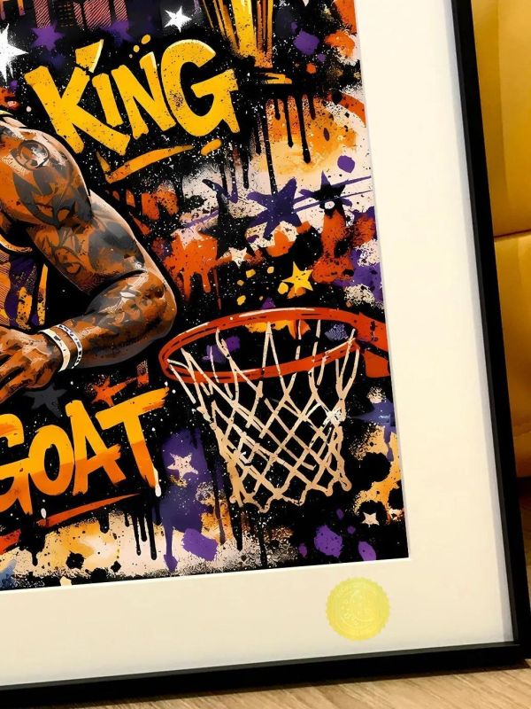 【海外代購】星空 《塗鴉風詹姆斯》NBA小皇帝洛杉磯湖人隊裝飾畫 