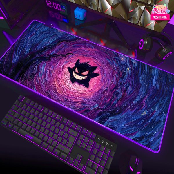 【海外代購】阿喵畫社 寶可夢 梵谷星空耿鬼 耀夜版 新品異形套組裝飾畫 發光滑鼠墊 客廳地墊 臥室地墊 