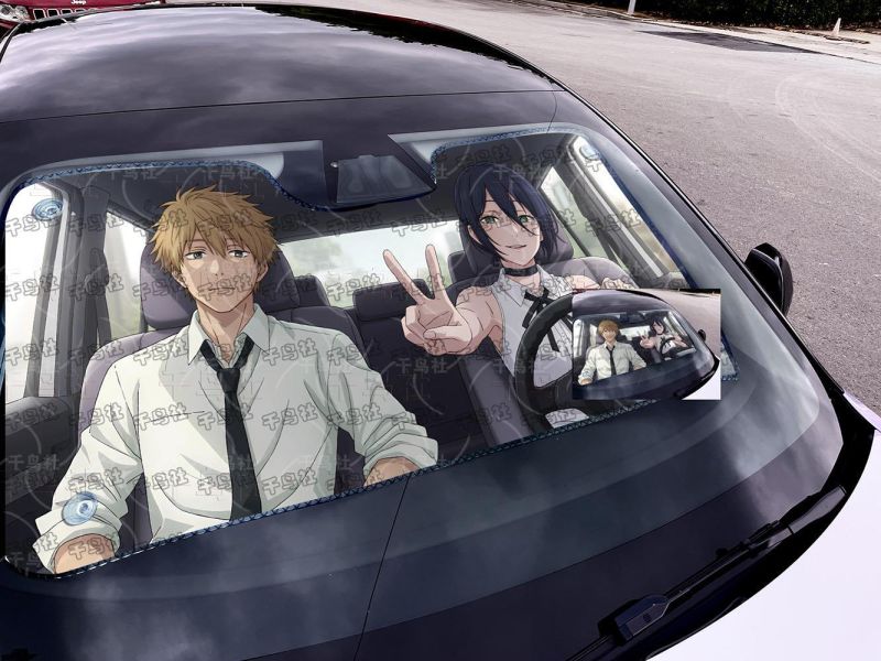 【海外代購】千鳥社 《汽車前擋遮陽－蕾塞與電次 雙人》 二次元汽車遮陽防曬前擋開車鏈鋸人電鋸人蕾塞電次波奇塔炸彈惡魔 