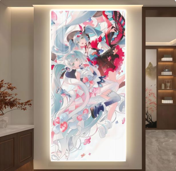 【海外代購】阿喵畫社 花海 雙生初音 超長發光燈帶裝飾畫 地墊 