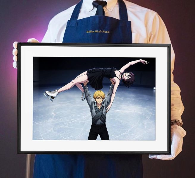 【海外代購】千鳥社 《花式滑冰 電次與蕾塞》 電次蕾塞鏈鋸人花式滑冰午睡毯地毯裝飾畫 