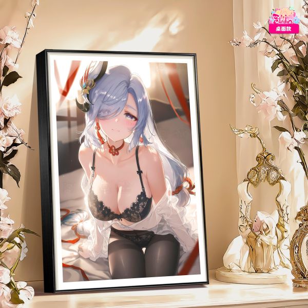 【海外代購】阿喵畫社 黑紗柔影 申鶴 8k主題高清裝飾畫 冰箱貼 