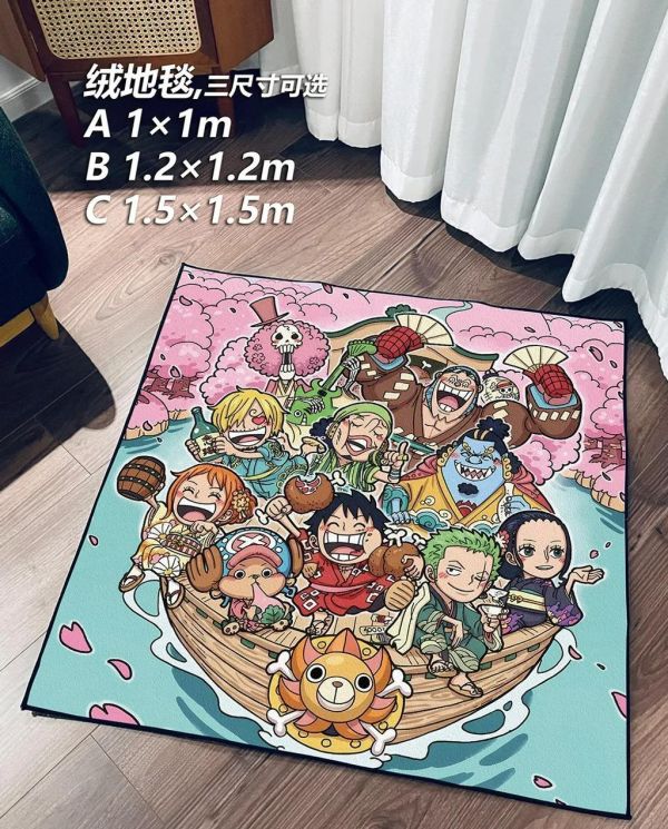 【海外代購】千鳥社 《草帽團-和風賞櫻》海賊王和之國櫻花午睡毯地毯裝飾畫 