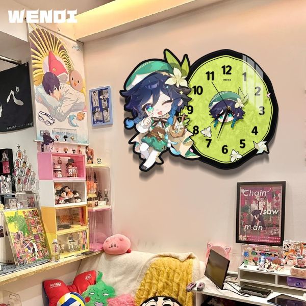 【海外代購】阿喵畫社 Q版可愛大頭溫蒂-靜音鐘 原神新品發布鐘錶裝飾畫 