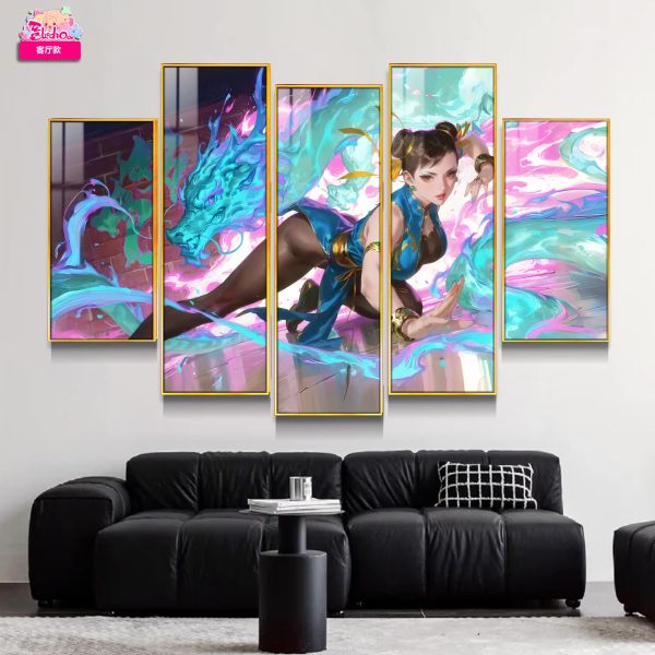 【海外代購】阿喵畫社 拳皇 新年限定 擒龍春麗五幅套裝 新品異形套組裝飾畫 發光滑鼠墊 床頭地墊 冰箱貼 