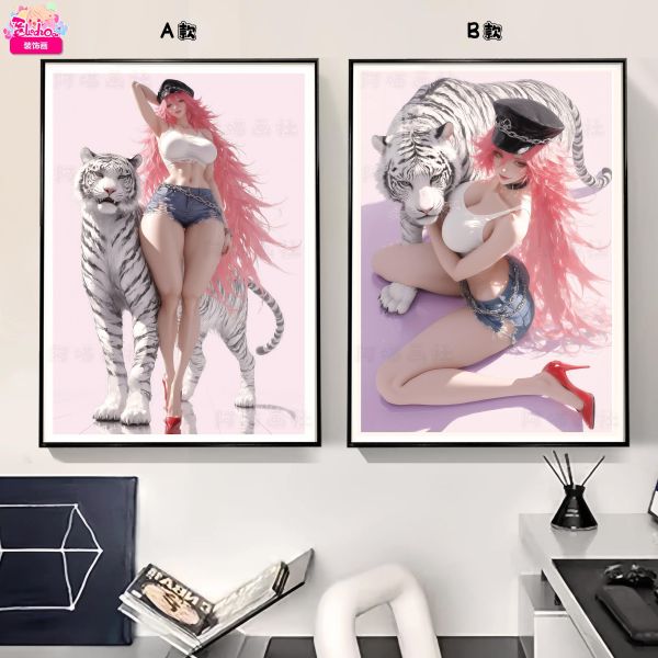 【海外代購】阿喵畫社 毒藥 白虎 雙聯街頭霸王新品8k主題高清裝飾畫雙聯 午睡毛毯 牆面掛毯 