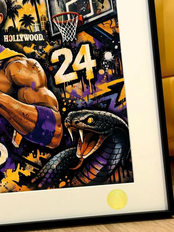 【海外代購】星空《塗鴉科比》黑曼巴NBA洛杉磯湖人隊裝飾畫 