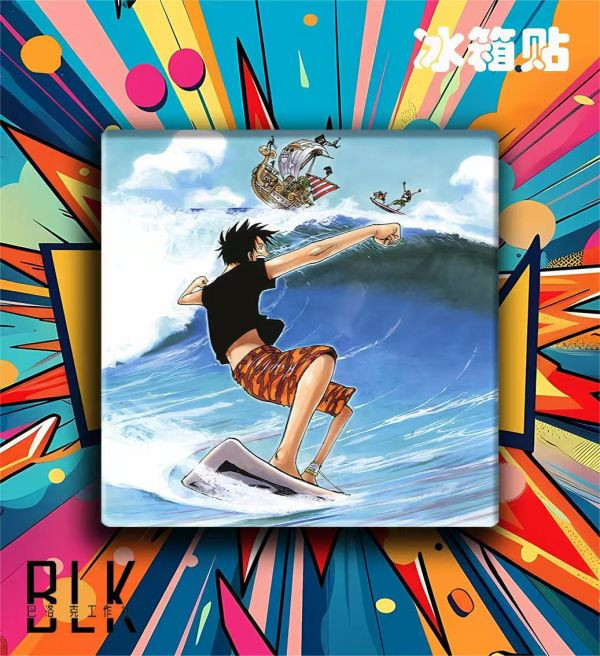【海外代購】巴洛克 衝浪路飛海賊王索隆喬巴娜美 藝術裝飾畫/亞克力冰箱貼 