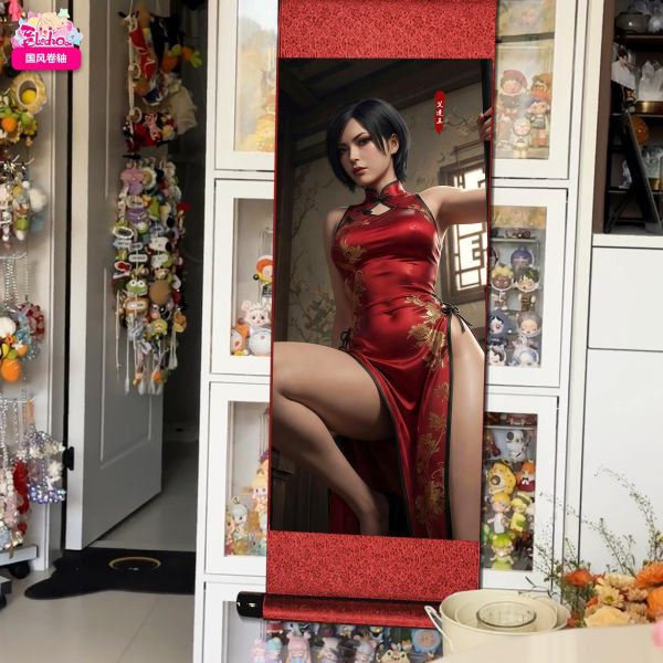 【海外代購】阿喵畫社 艾達王 國風捲軸錦緞高清精裱畫 