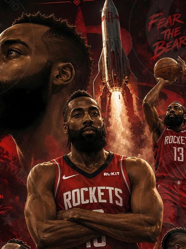 【海外代購】星空 《王朝-哈登》籃球大鬍子NBA裝飾畫 