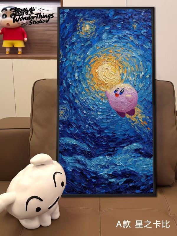 【海外代購】趣物堂 《梵谷寶可夢油畫》梵谷文森寶可夢Pokémon皮卡丘耿鬼星之卡比卡比獸肌理油畫復古北歐簡約藝術風格裝飾畫 