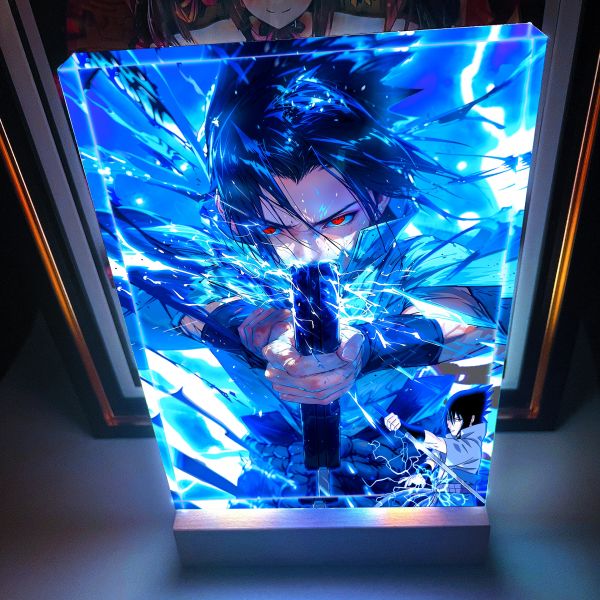 【海外代購】阿喵畫社 佐助 千鳥 23cm大號特效發光手辦架展示磚