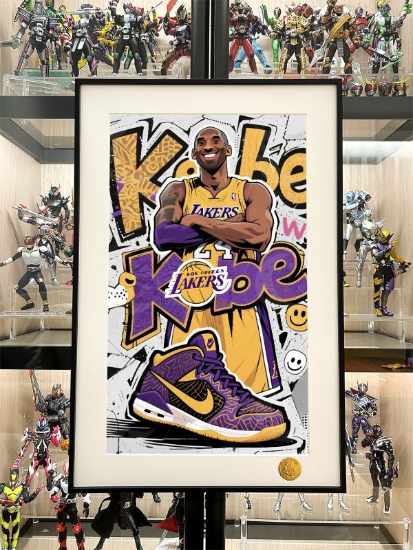 【海外代購】星空《塗鴉科比》Kobe黑曼巴小飛俠NBA洛杉磯湖人隊Kobe布萊恩特動漫裝飾畫 