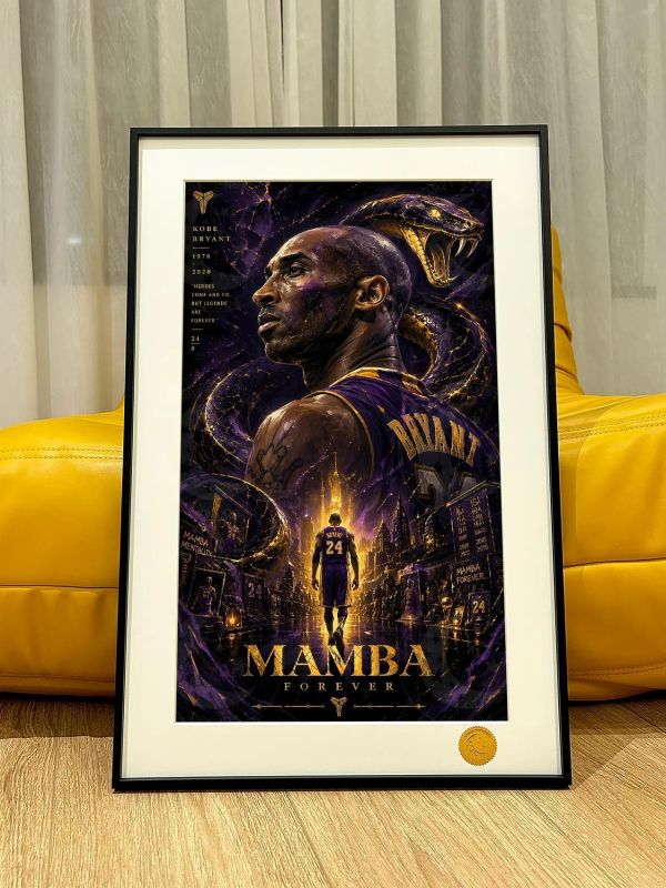 【海外代購】星空《Mamba foever》科比黑曼巴洛杉磯湖人裝飾畫 