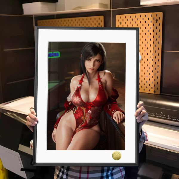 【海外代購】皇呱 《撞球助教蒂法》 最終幻想VII女神蒂法·洛克哈特性感旗袍撞球助教同人周邊裝飾畫 午睡毯 地毯 