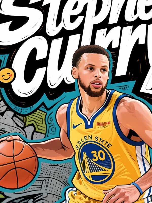 【海外代購】星空 《塗鴉庫裡》史蒂芬·庫裡curry萌神三分王nba金州勇士裝飾畫 
