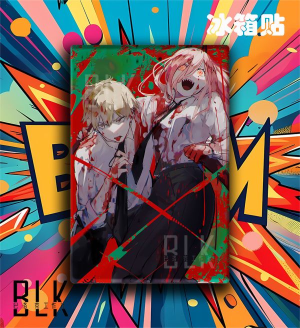 【海外代購】巴洛克 《電次帕瓦》Chainsaw Man鏈鋸人帕瓦瑪奇瑪蕾塞遊戲二次元裝飾畫/冰箱貼 