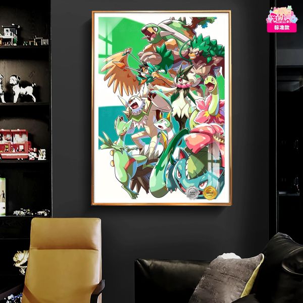 【海外代購】阿喵畫社 寶可夢 水火草系三聯 新品12K主題高清裝飾畫 