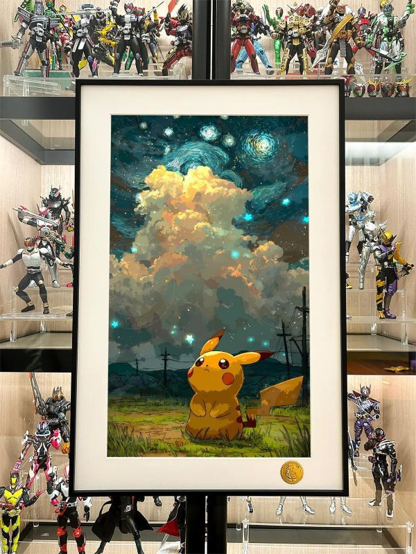【海外代購】星空 《夜空皮卡丘》Pikachu耿鬼神奇寶貝小智伊布寶可夢裝飾畫 
