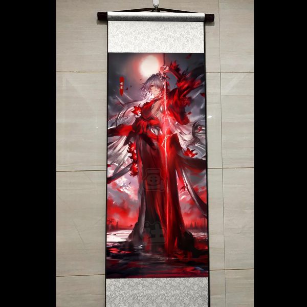 【海外代購】阿喵畫社 血月黃泉 國風捲軸錦緞高清精裱畫 