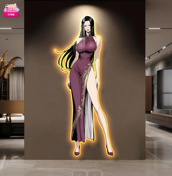 【海外代購】阿喵畫社 旗袍女帝 1比1臥室玄關超長燈帶畫 