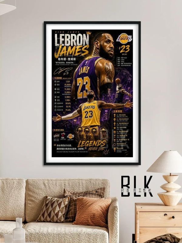 【海外代購】巴洛克 《數據詹姆斯》LBJ小皇帝NBA裝飾畫冰箱貼 