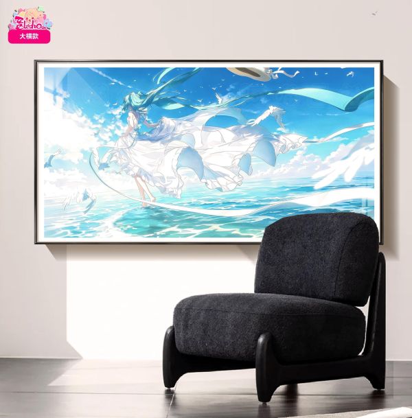 【海外代購】阿喵畫社 風之海 初音未來-大橫款 新品12k主題超清裝飾畫 滑鼠墊  床頭地墊 