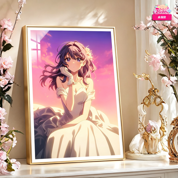 【海外代購】阿喵畫社 晚霞 婚紗 櫻島麻衣金色款 新品青春豬頭少年8k超清裝飾畫 