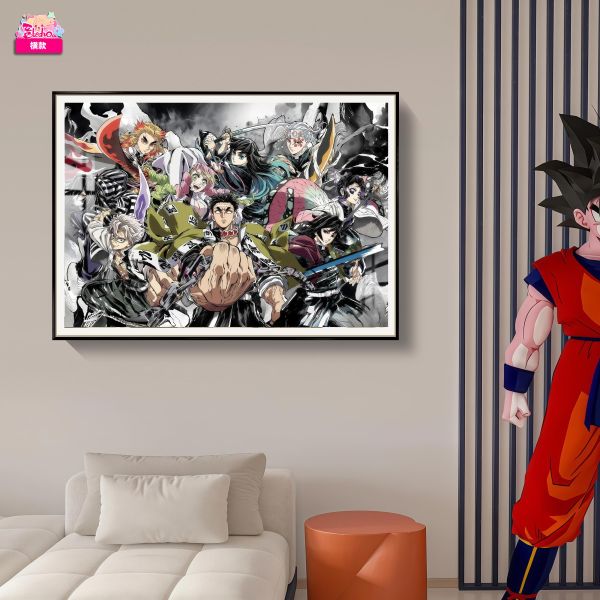 【海外代購】阿喵畫社 鬼滅之刃水墨風九柱合集 8k超大超清裝飾畫 滑鼠墊 午睡毛毯 床頭地墊  冰箱貼 