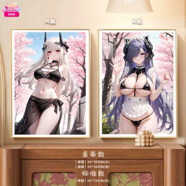 【海外代購】阿喵畫社 櫻花季泥岩奧古斯特雙聯8k主題高清裝飾畫 