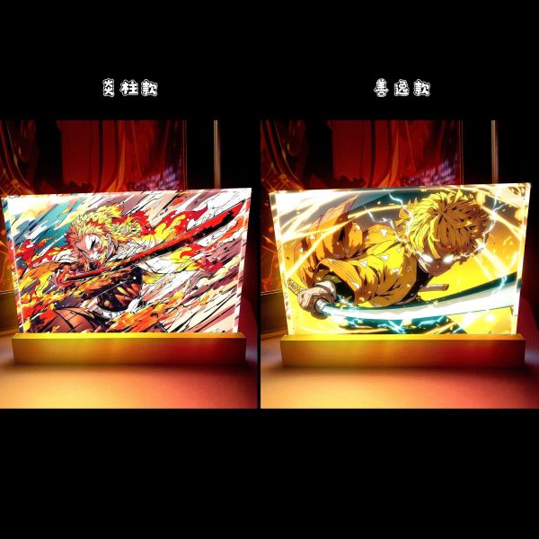 【海外代購】阿喵畫社 鬼滅之刃 炎柱善逸 23cm大號特效發光手辦架展示磚 