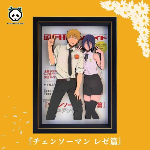 【海外代購】凹凸Panda 鏈鋸人蕾塞Reze瑪奇瑪電鋸人電次帕瓦動漫紙藝立體裝飾畫 蕾塞F款 