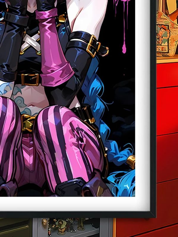 【海外代購】巴洛克《粉色金克斯》LOL暴走蘿莉爆爆雙城之戰裝飾畫冰箱貼 