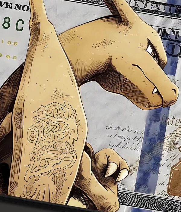 【海外代購】千鳥社 精靈寶可夢 噴火龍美元 潮流招財裝飾畫 