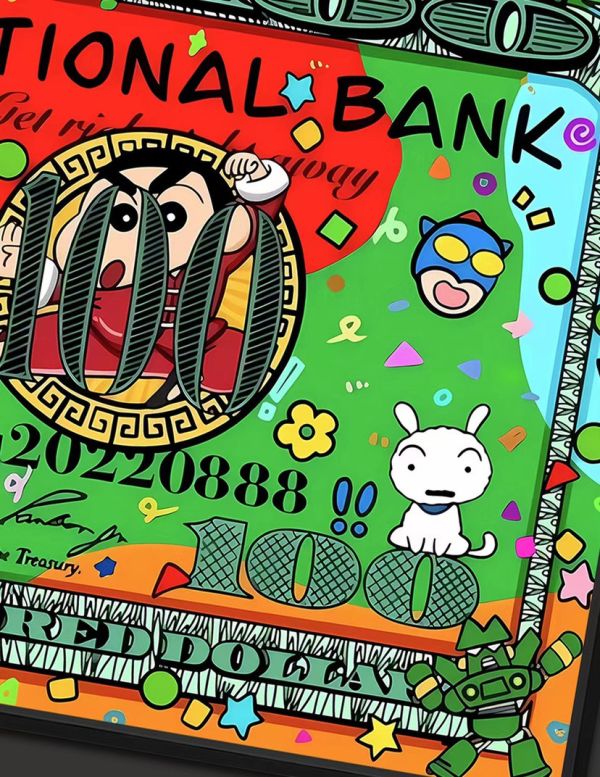 【海外代購】千鳥社 蠟筆小新美金動感超人招財潮流裝飾畫 