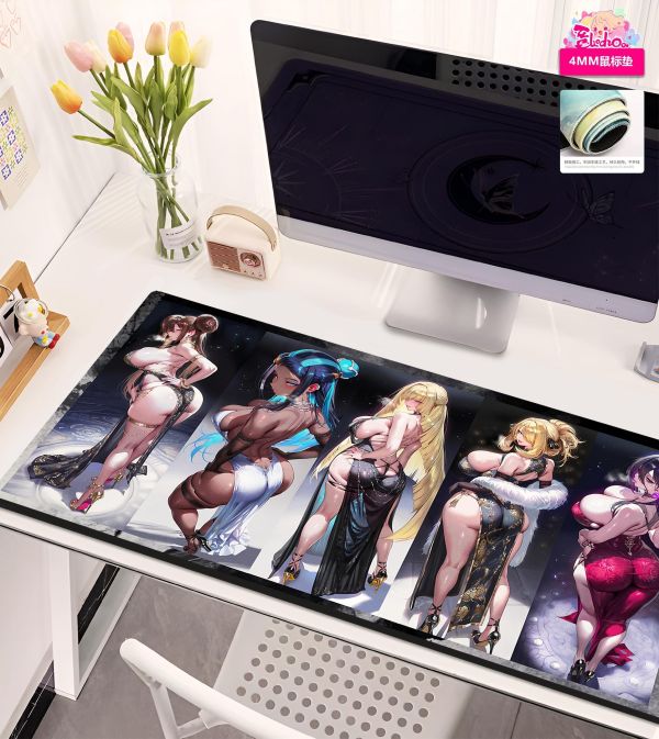 【海外代購】阿喵畫社 禦姐華姿五重奏系列三寶可夢旗袍 新品8k全景高清裝飾畫 滑鼠墊 
