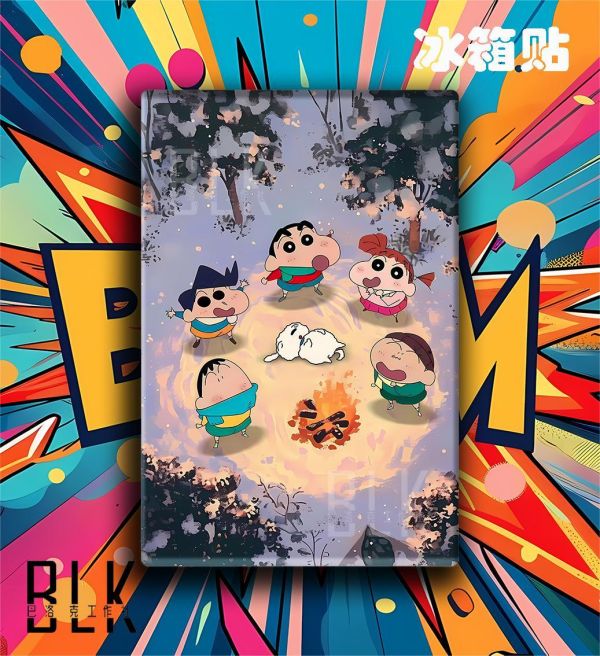 【海外代購】巴洛克 《營火小新》春日部防衛隊蠟筆小新正男風間阿呆小白動漫裝飾冰箱貼 