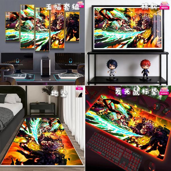 【海外代購】阿喵畫社 索隆VS燼五幅套裝 新品異形套組裝飾畫 發光滑鼠墊  地墊 