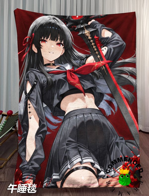 【海外代購】皇呱 鳴潮星炬學院JK劍客朽葉千咲週邊裝飾畫 午睡毯 地毯