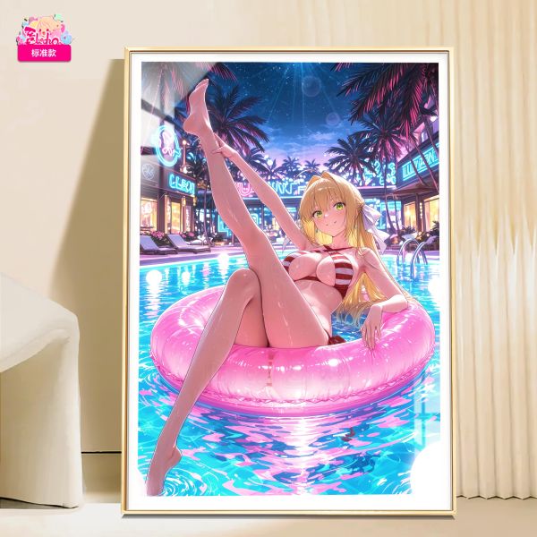 【海外代購】阿喵畫社 泳池派對 saber 8k主題高清裝飾畫 牆面掛毯 床頭地墊 冰箱貼 