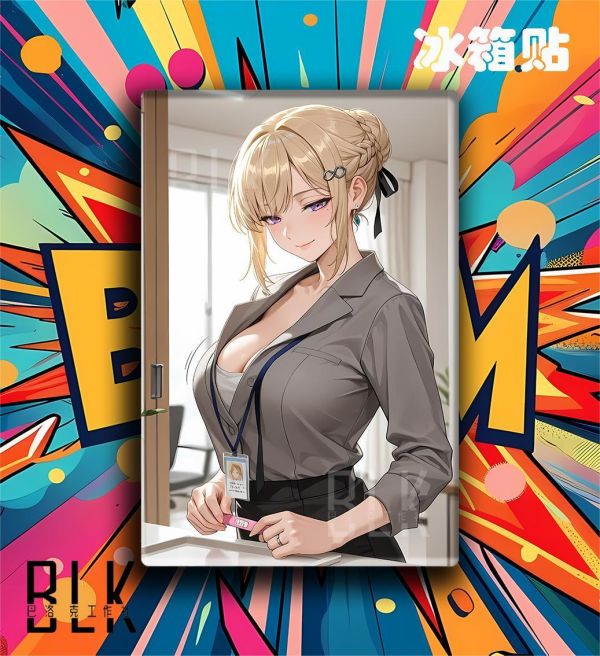 【海外代購】巴洛克 《辦公伊芙琳》儀玄簡杜鯊魚妹絕區零遊戲動漫裝飾畫冰箱貼 
