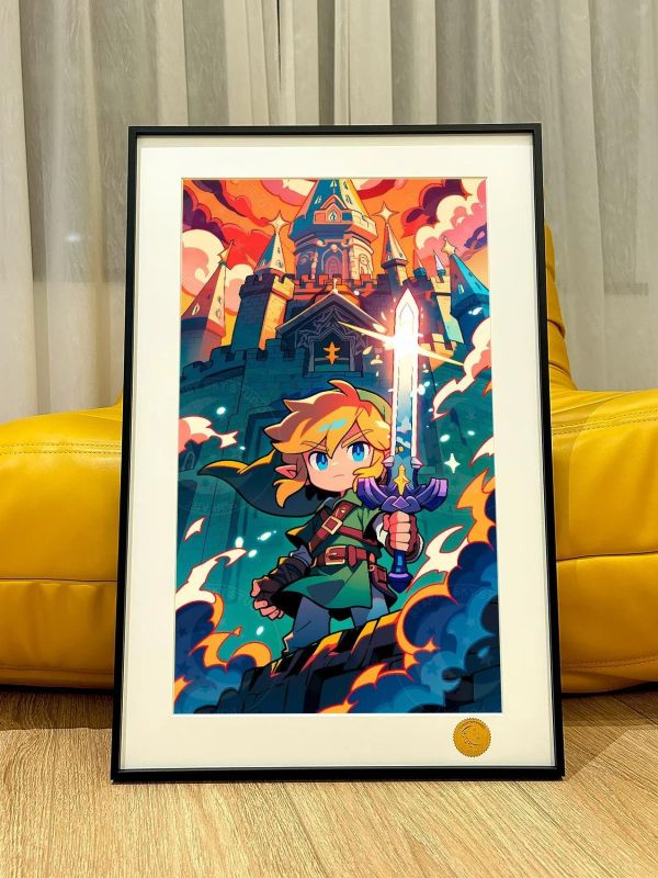 【海外代購】星空《Q版林克》塞爾達傳說曠野之息Zelda裝飾畫 